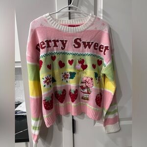 NWT Berry Sweet Strawberry Shortcake Knit Sweater Hearts Women’s Size Medium